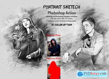 Portrait Sketch Photoshop Action 6176158