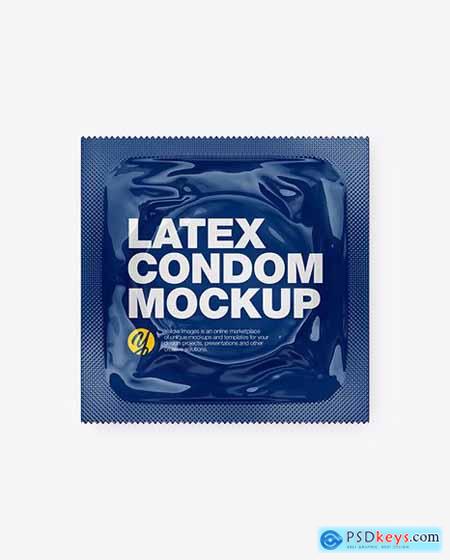 Glossy Square Condom Packaging Mockup 86388