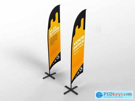 Flag vertical banner advertising and branding campaign mockup