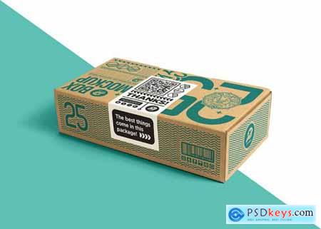 Packaging cardboard box with sticker label mockup