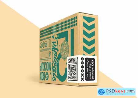 Packaging cardboard box with sticker label mockup 2