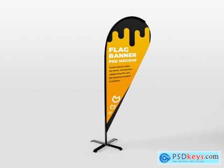 Flag vertical banner advertising and branding campaign mockup