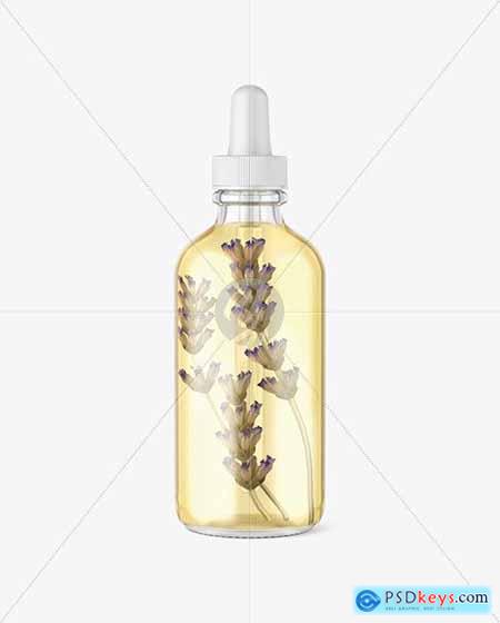 Glass Cosmetic Dropper Bottle With Flowers mockup 85715