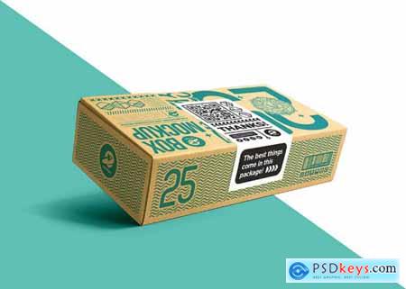 Packaging cardboard box with sticker label mockup