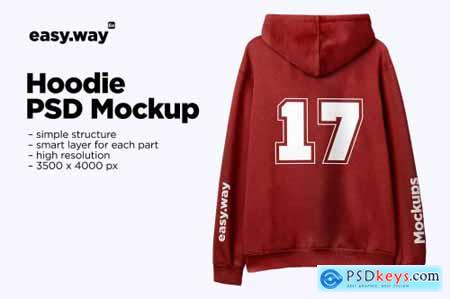 Hooded Sweatshirt Back PSD Mockup 5910785