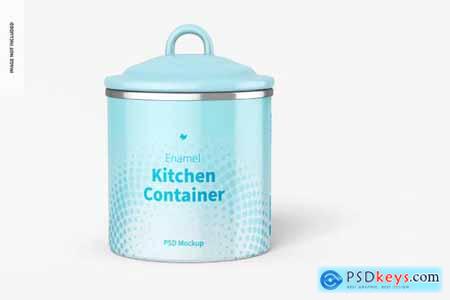Enamel kitchen containers mockup