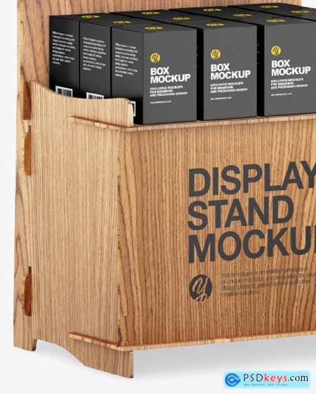 Wooden Display Stand w- Boxes Mockup 86144