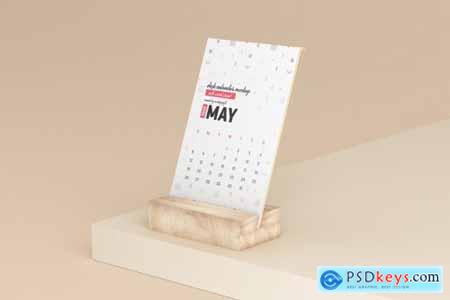 Desk Calendar With Wood Stand Mockup 5871788