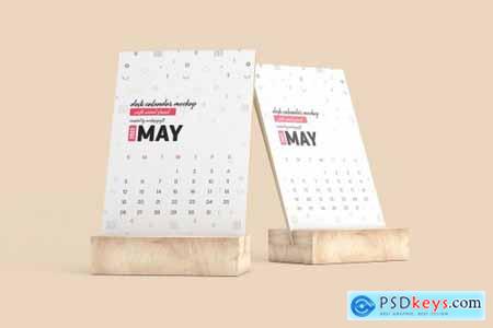 Desk Calendar With Wood Stand Mockup 5871788