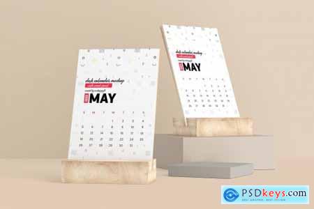 Desk Calendar With Wood Stand Mockup 5871788