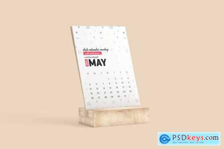 Desk Calendar With Wood Stand Mockup 5871788