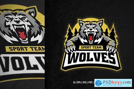Wolf Mascot Logo Template 6PQL4V4
