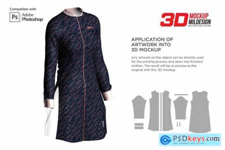 3D Women Dress Shirt LS Mockup 6002121
