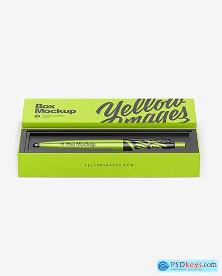 Metallic Pen in Box Mockup 86498