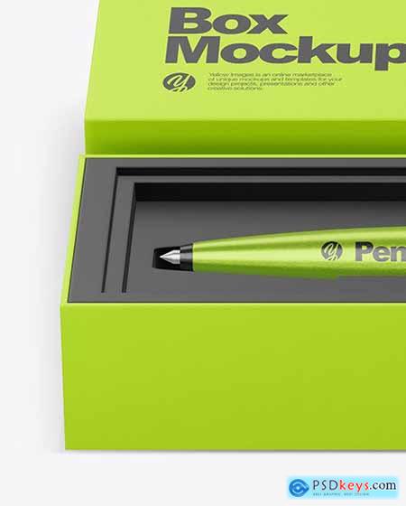 Metallic Pen in Box Mockup 86498