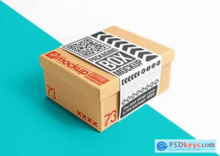 Packaging cardboard box with sticker mockup