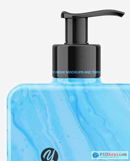 Plastic Square Bottle with Pump Mockup 86532