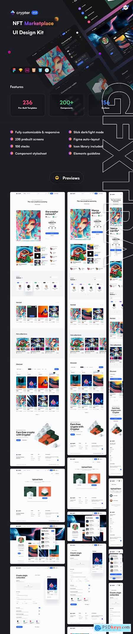 Crypter - NFT Marketplace UI Kit » Free Download Photoshop Vector Stock