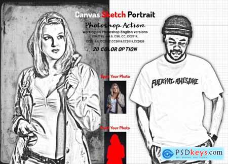 Canvas Sketch Portrait PS Action 5970167