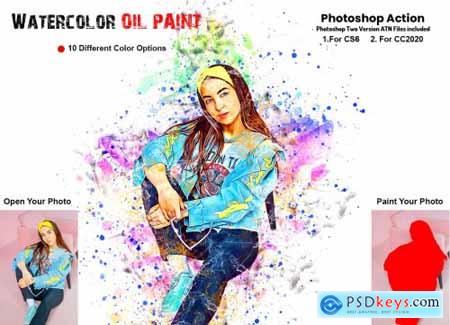 Watercolor Oil Paint PS Action 6258660