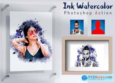 Ink Watercolor Photoshop Action 6294791