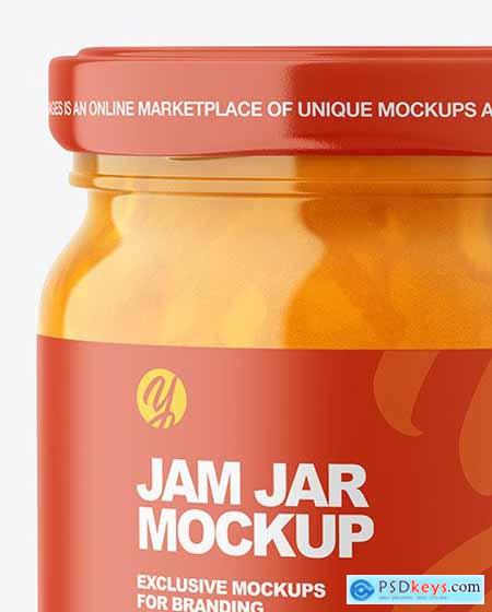 Glass Jar with Orange Jam Mockup 86569