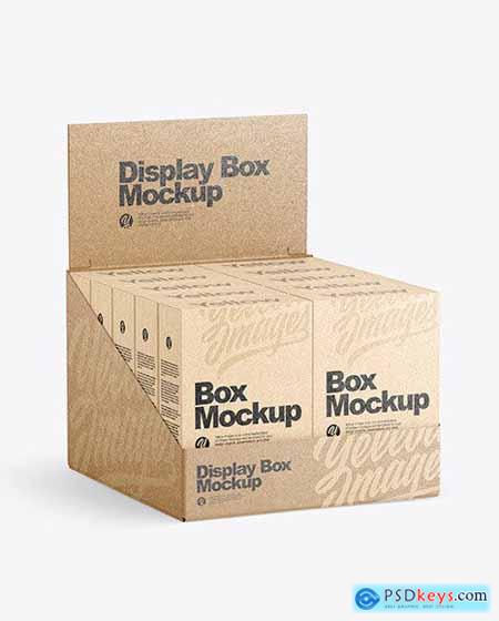 Kraft Display Box with 10 Kraft Boxes Mockup 86182