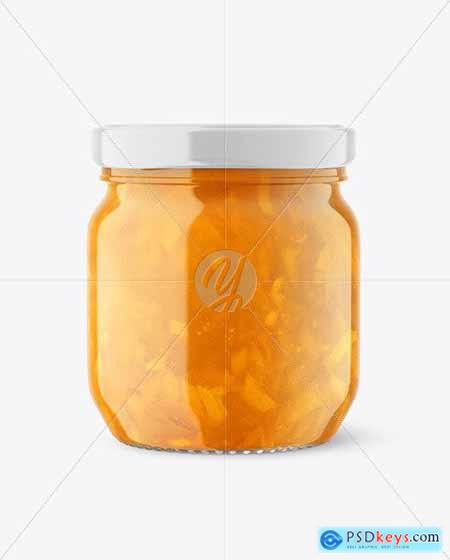 Glass Jar with Orange Jam Mockup 86569