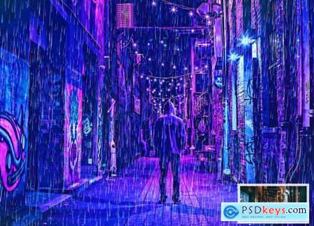 Rain Cyberpunk Photoshop Action 6343017
