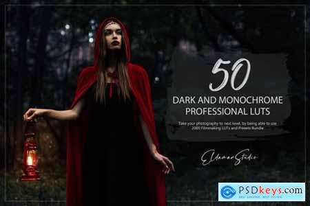 50 Dark and Monochrome LUTs and Presets Pack
