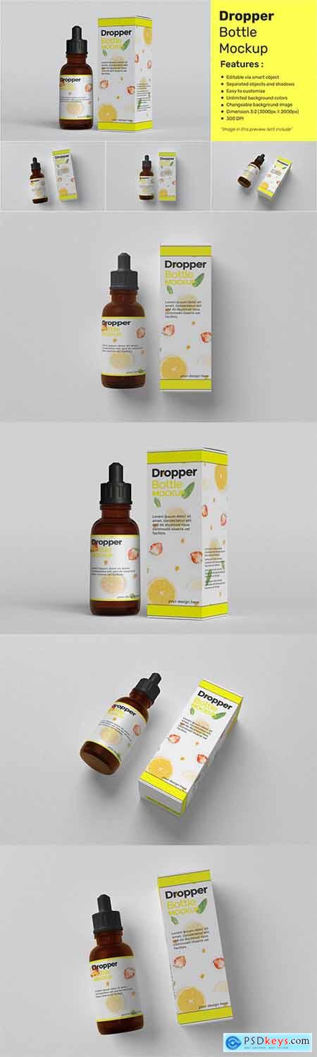 Drop Bottle Mockup with Box Package FHQM7U2