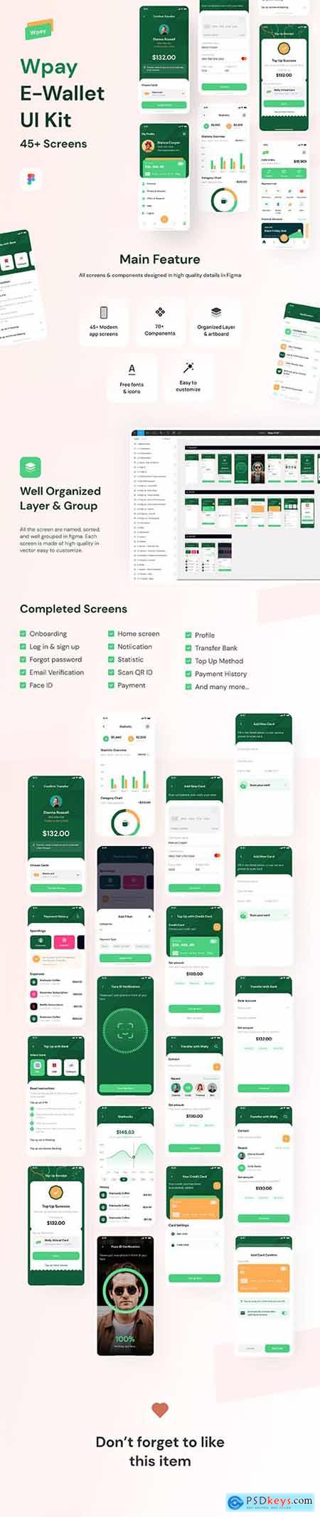 Wpay App - Modern E-wallet App UI Design Kit