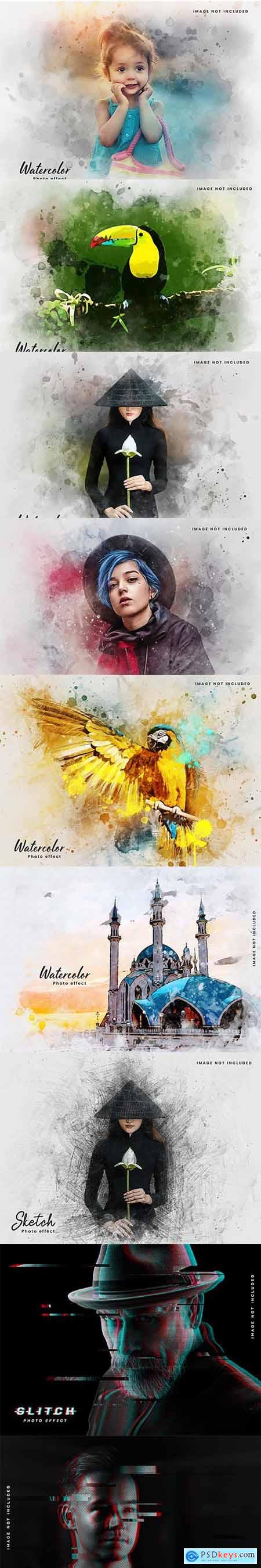 Watercolor photo effect template