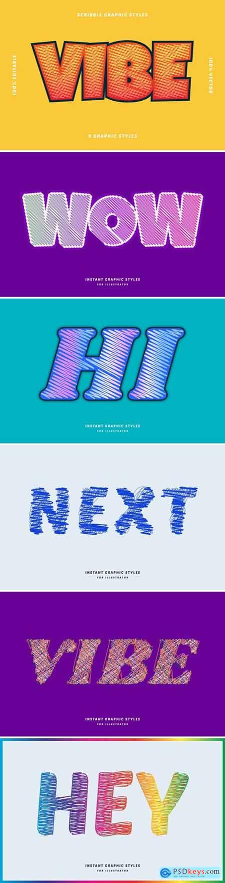 Multicolor Scribble Text Effects Set