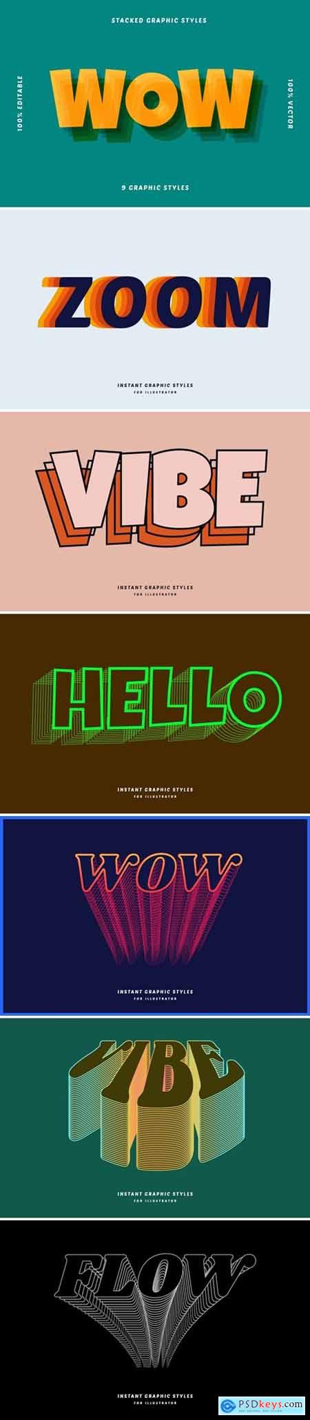 Multicolor Layered Text Effects Set