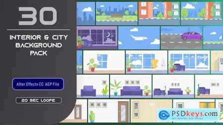 30 Flat Interior and City Background Pack - AE 33314305
