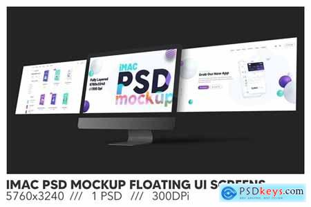 iMac PSD Mockup Floating UI Screens