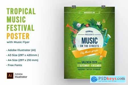 Tropical Green Music City Festival Poster & Flyer