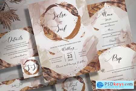 Feather Wedding Invitation Set