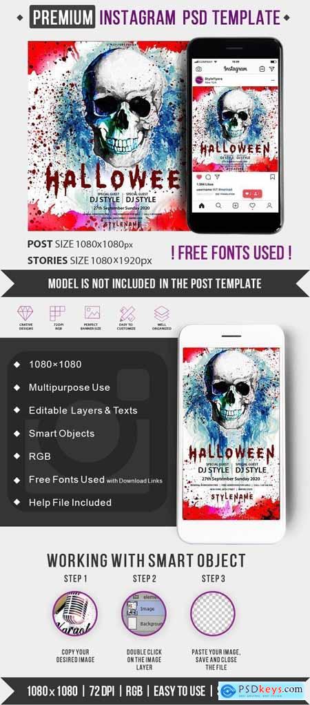 Halloween Party instagram post and story remplate