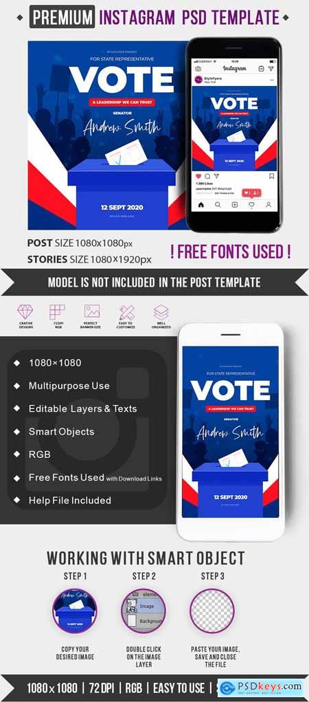 Vote Instagram Post and Story PSD Template