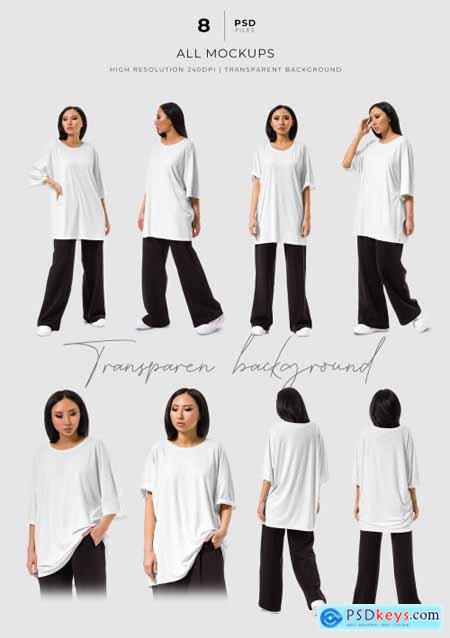 Oversize T-shirt Mockup Women Set 6039160