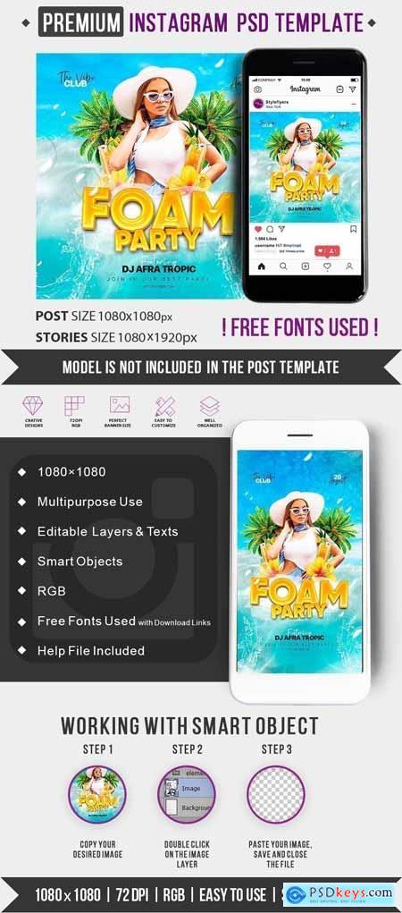 Foam Party PSD Instagram Post and Story Template