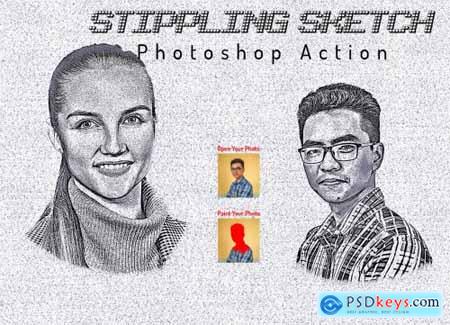 Stippling Sketch Photoshop Action 6405400