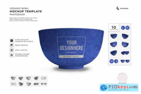 Ceramic Bowl 3D Mockup Template Bundle