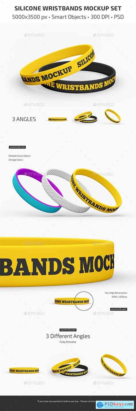 Silicone Wristbands Mockup Set 33074188