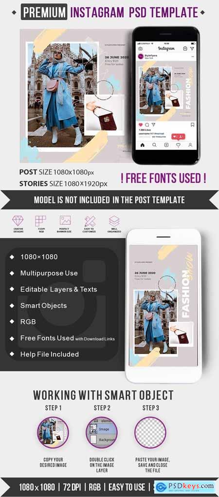 Fashion Show PSD Instagram Post and Story Template