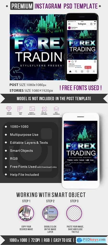 Forex Traiding PSD Instagram Post and Story Template