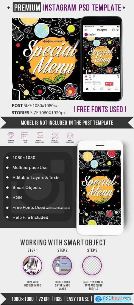 Special Menu PSD Instagram Post and Story Template