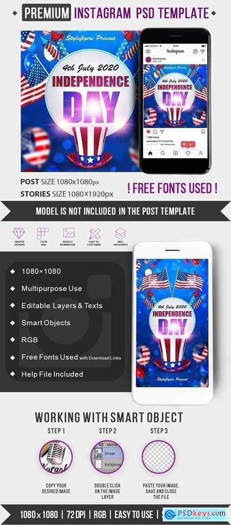 Independence Day PSD Instagram Post and Story Template